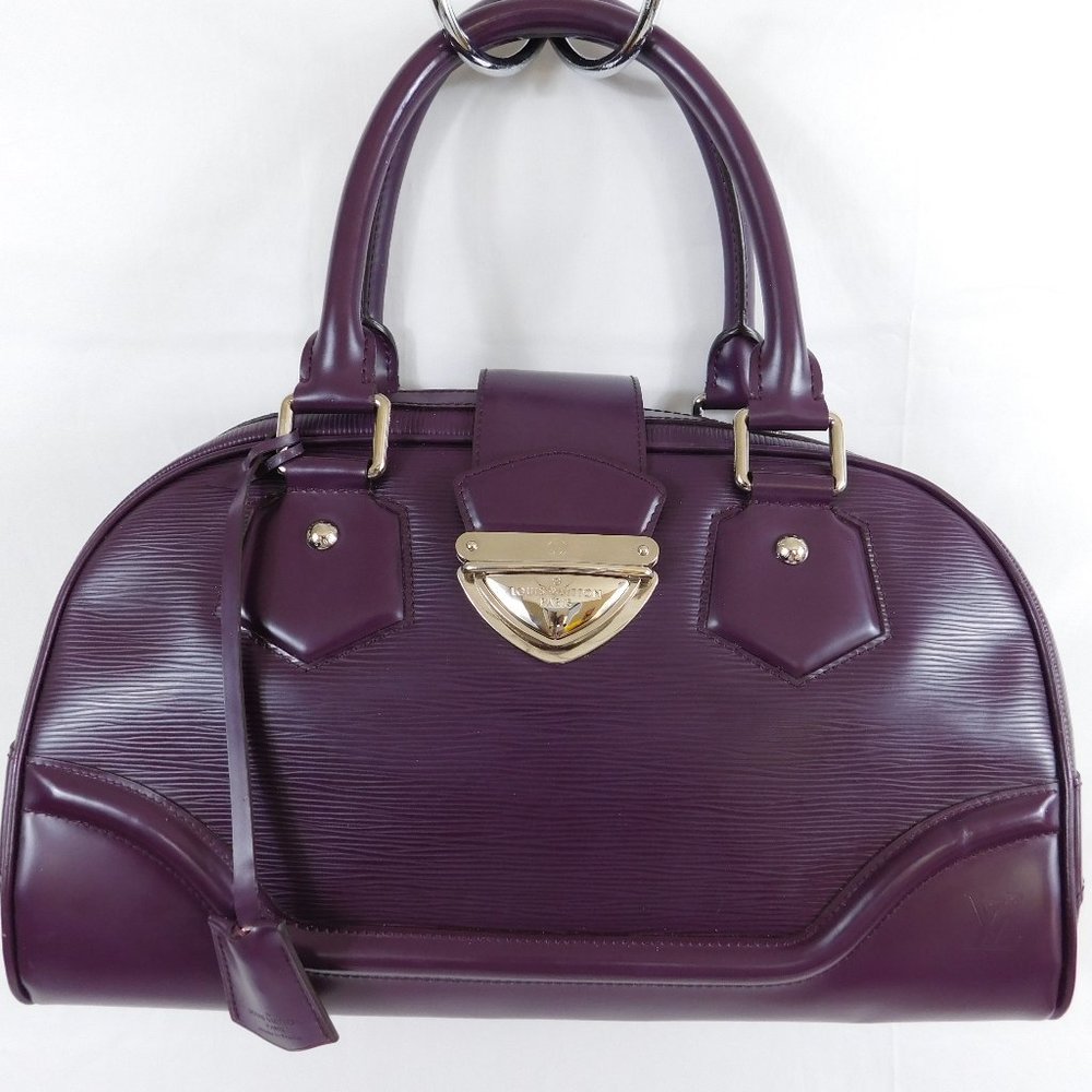 LOUIS VUITTON Purple Epi Leather Bowling Montaigne GM Bag